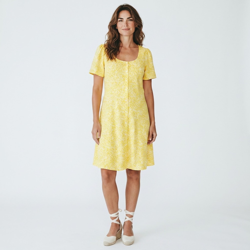 Draper James Bonnie Button Front Mini Dress Size 2 Golden Floral Cottagecore